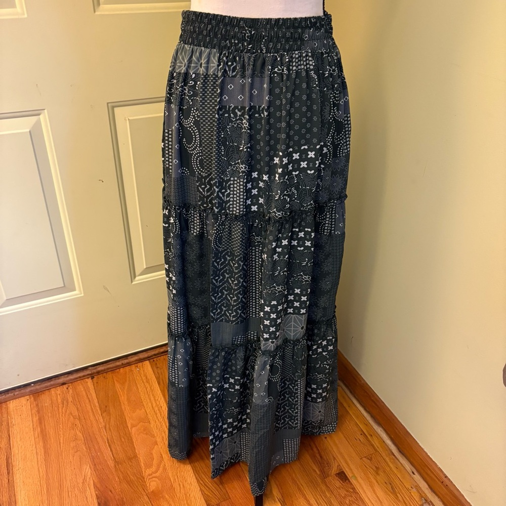 NWT BOHO Patchwork Maxi Skirt size M - Picture 2 of 14